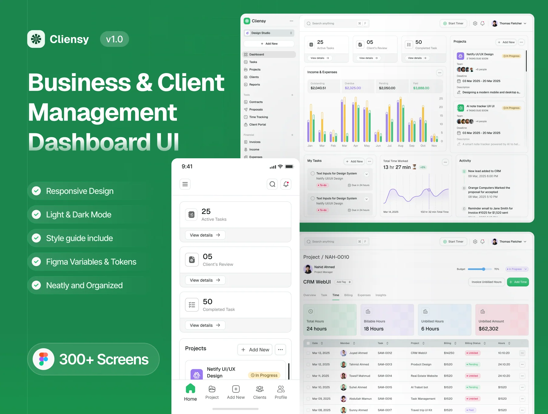 Cliensy - SaaS CRM Dashboard UI Kit