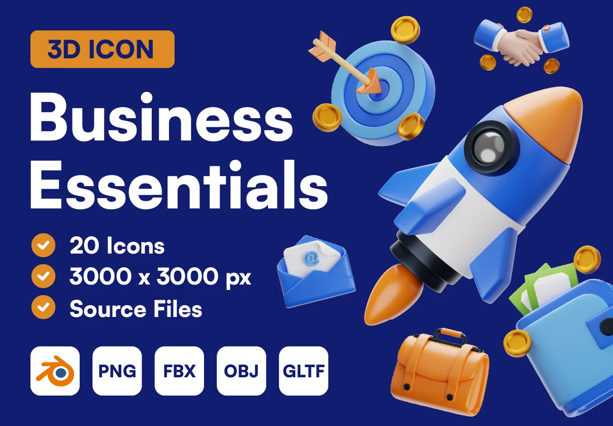 Business Essentials 3D Icon Set