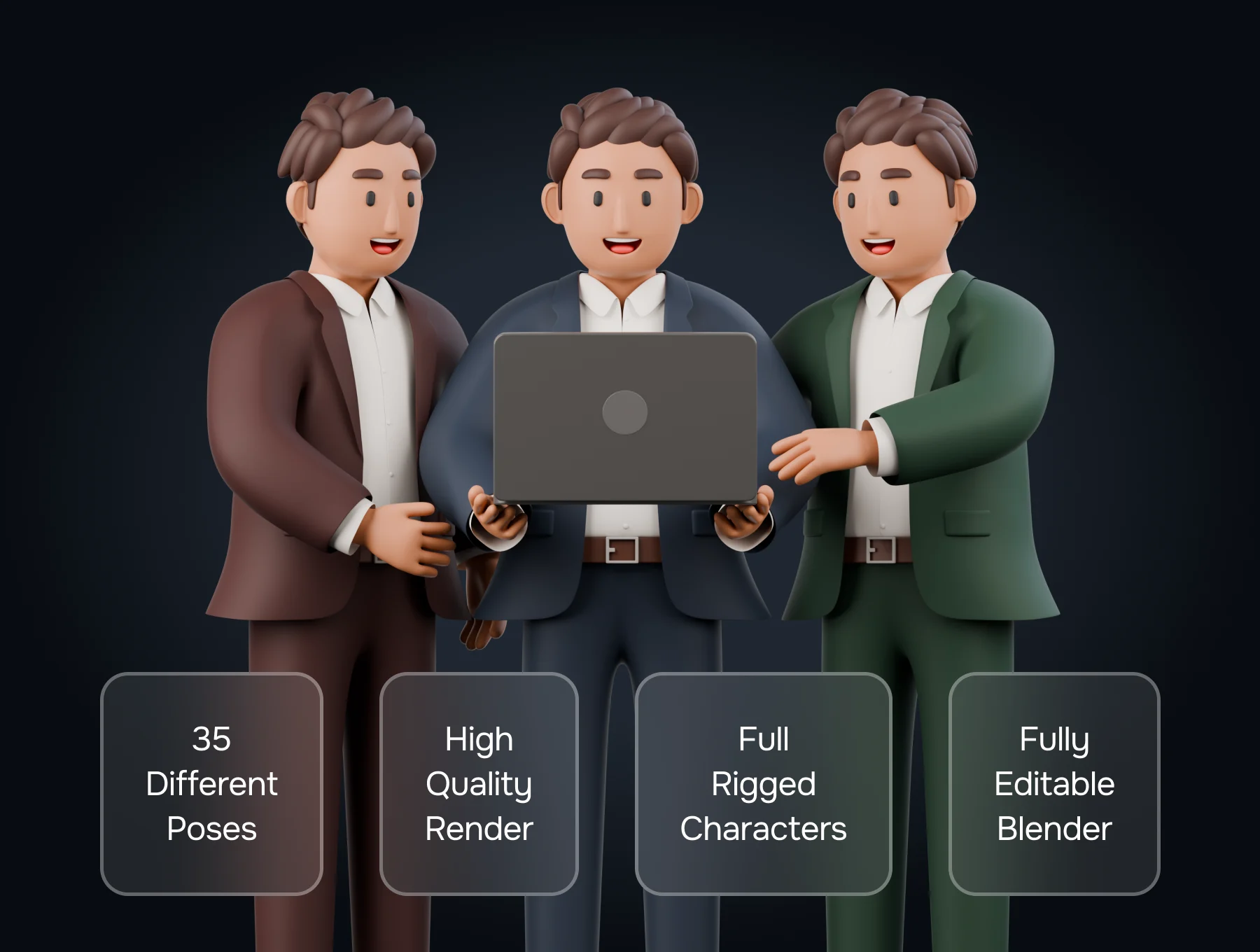Business Man 3D Character Pack 2
