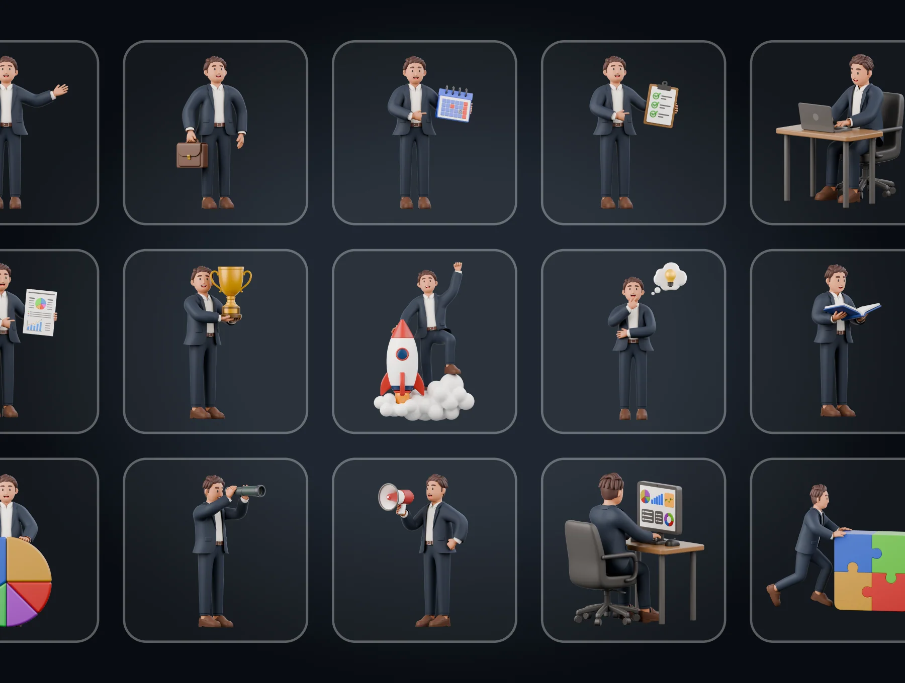 Business Man 3D Character Pack 6