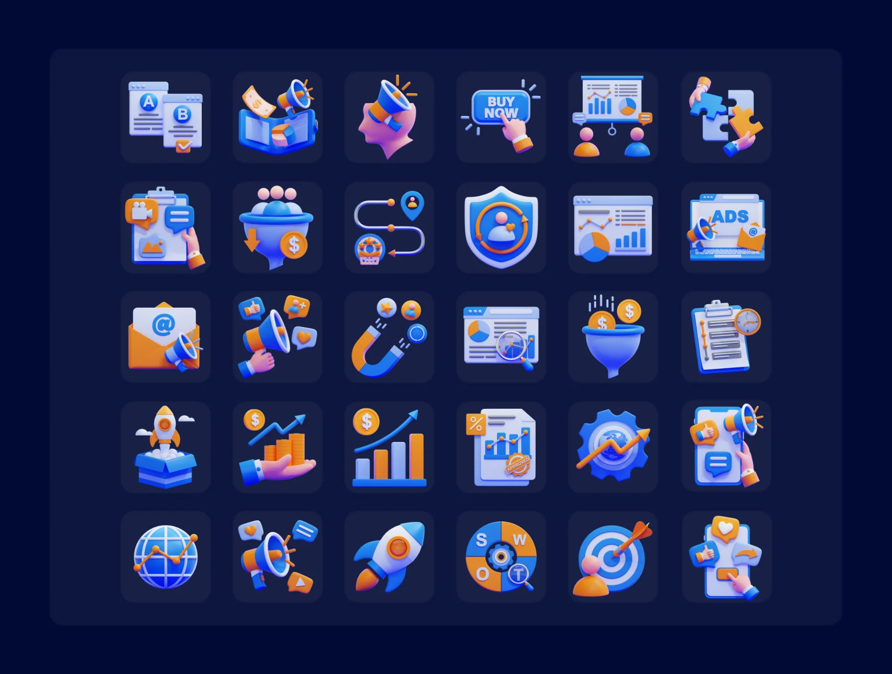 Business Marketing 3D Icons Packs 6