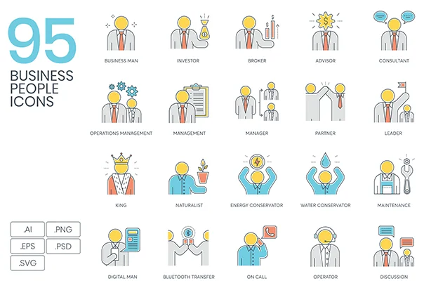 95 Business People Icons | Color Line Series