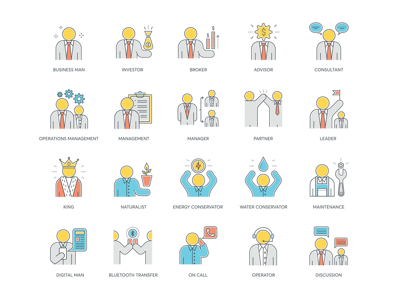 95 Business People Icons | Color Line Series 2