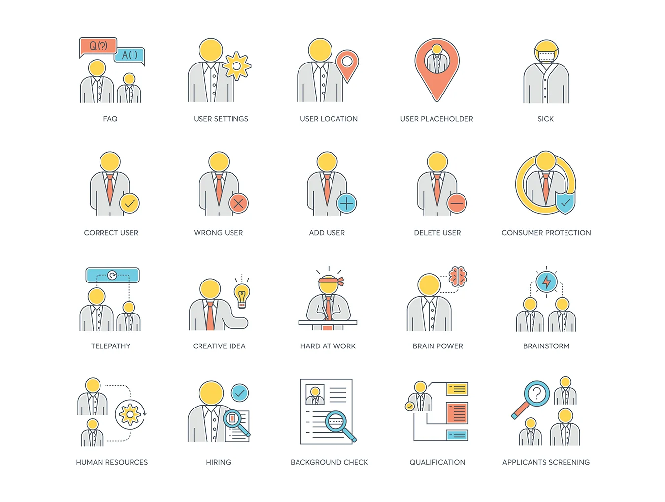 95 Business People Icons | Color Line Series 3