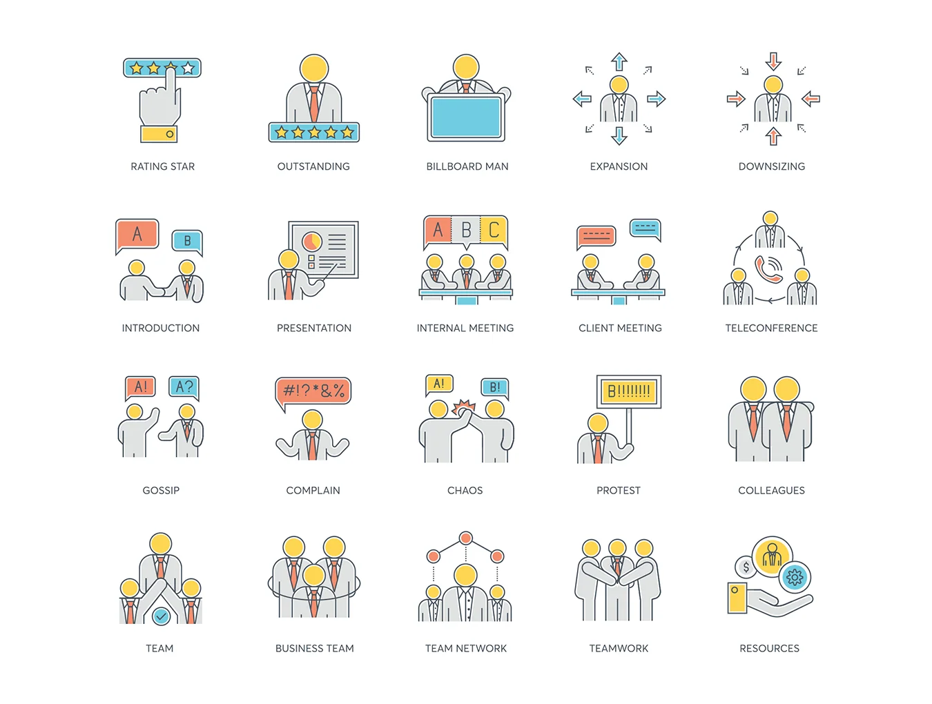 95 Business People Icons | Color Line Series 5
