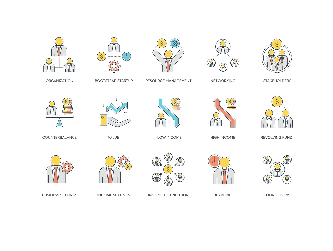95 Business People Icons | Color Line Series 6