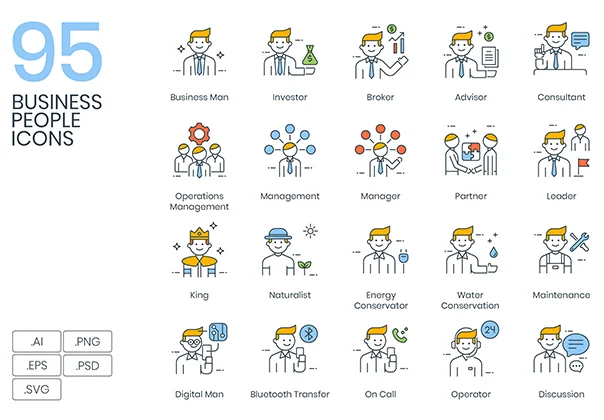 95 Business People Icons | ColorPop Series