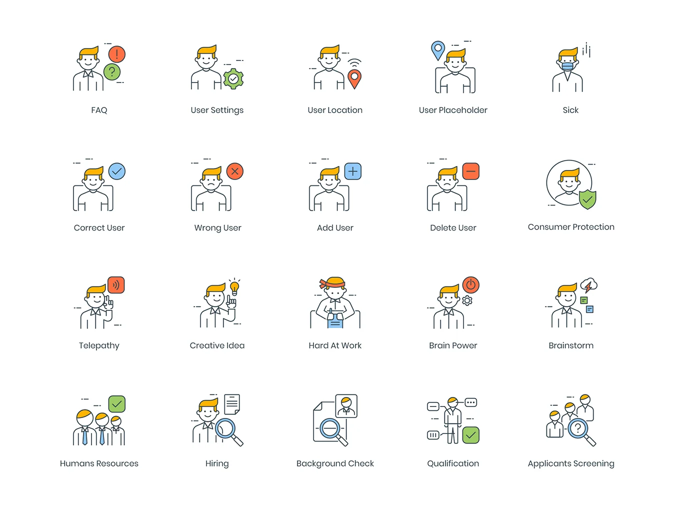 95 Business People Icons | ColorPop Series 3