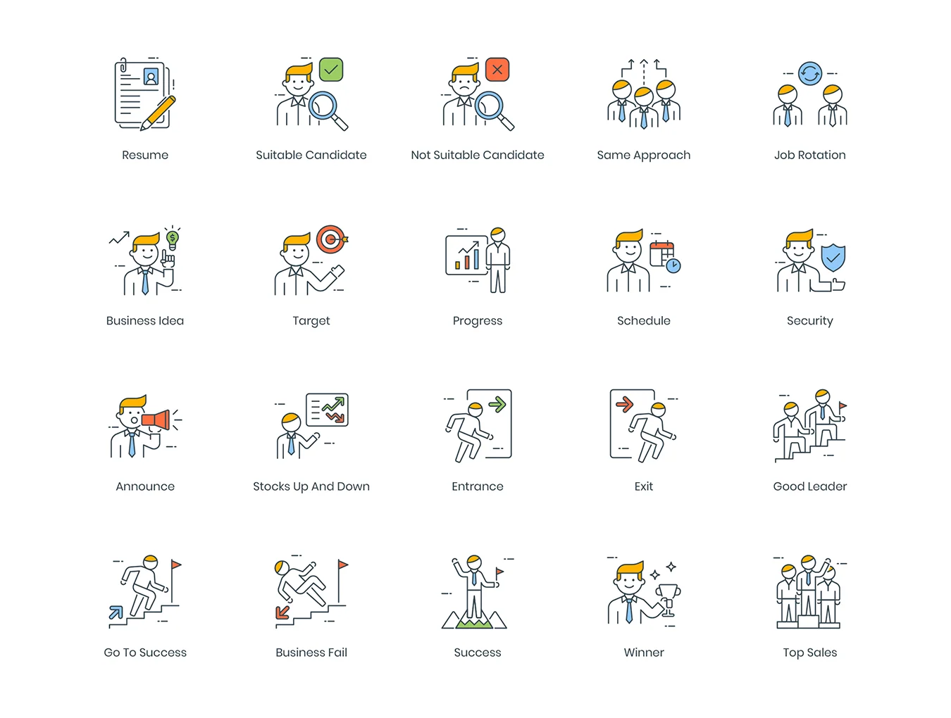 95 Business People Icons | ColorPop Series 4