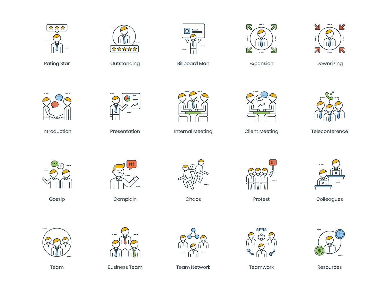 95 Business People Icons | ColorPop Series 5