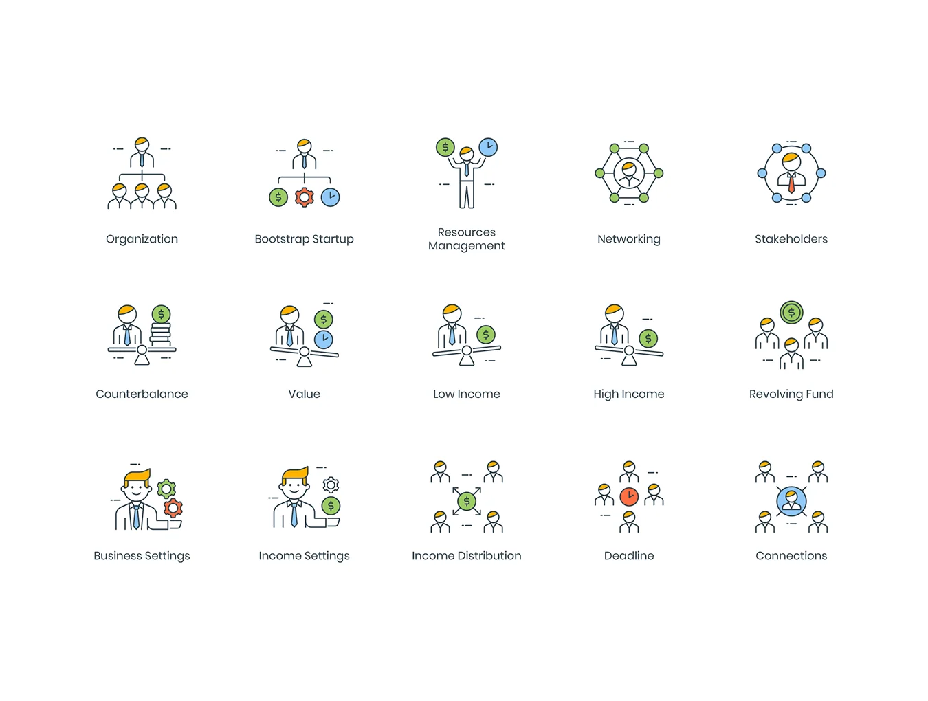 95 Business People Icons | ColorPop Series 6