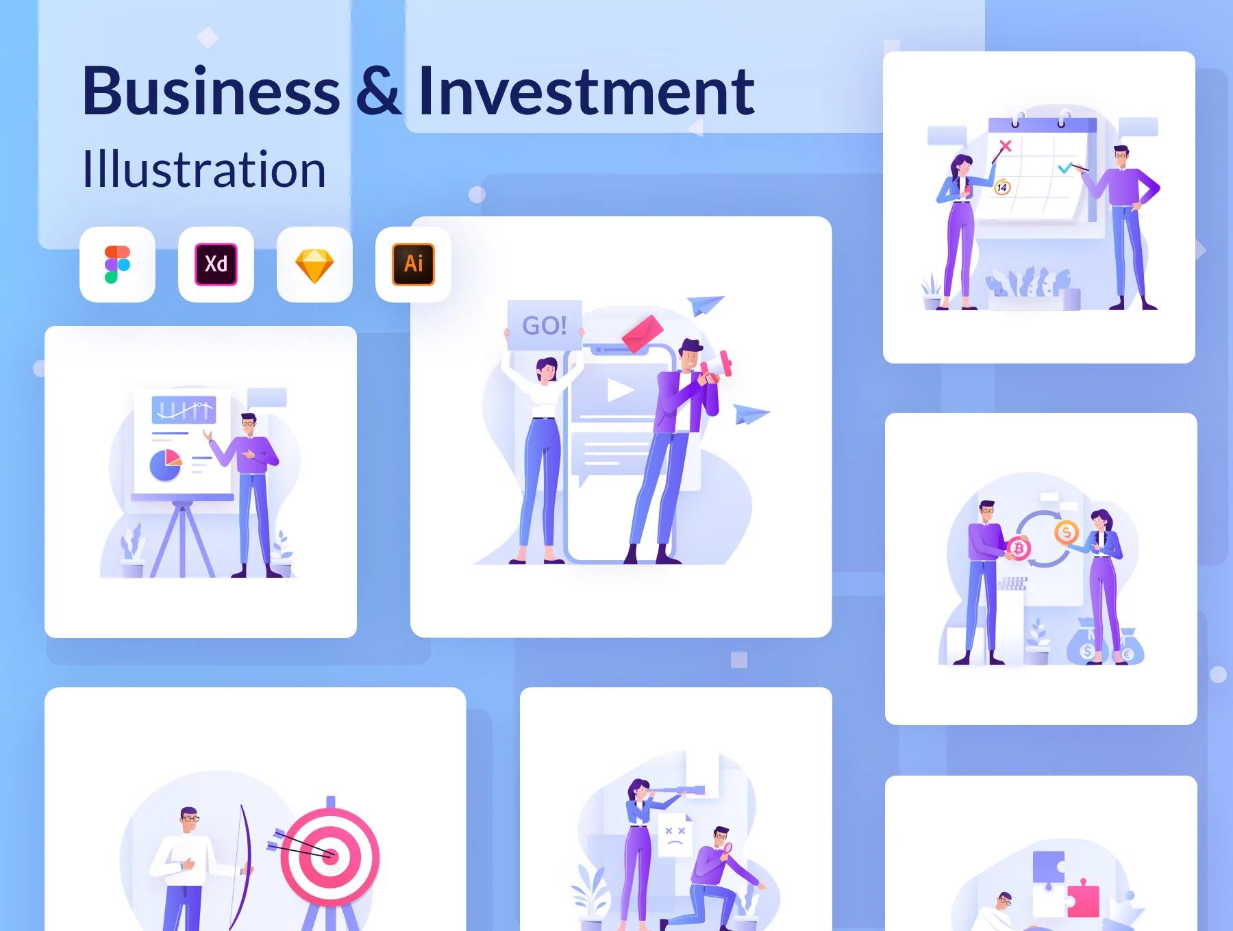 Bussines & Investment Illustration Kit