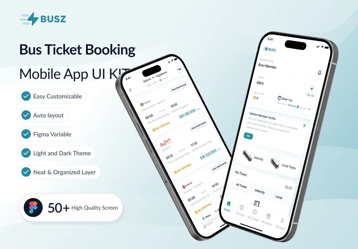 Busz - Bus Ticket Booking Mobile App UI KIT