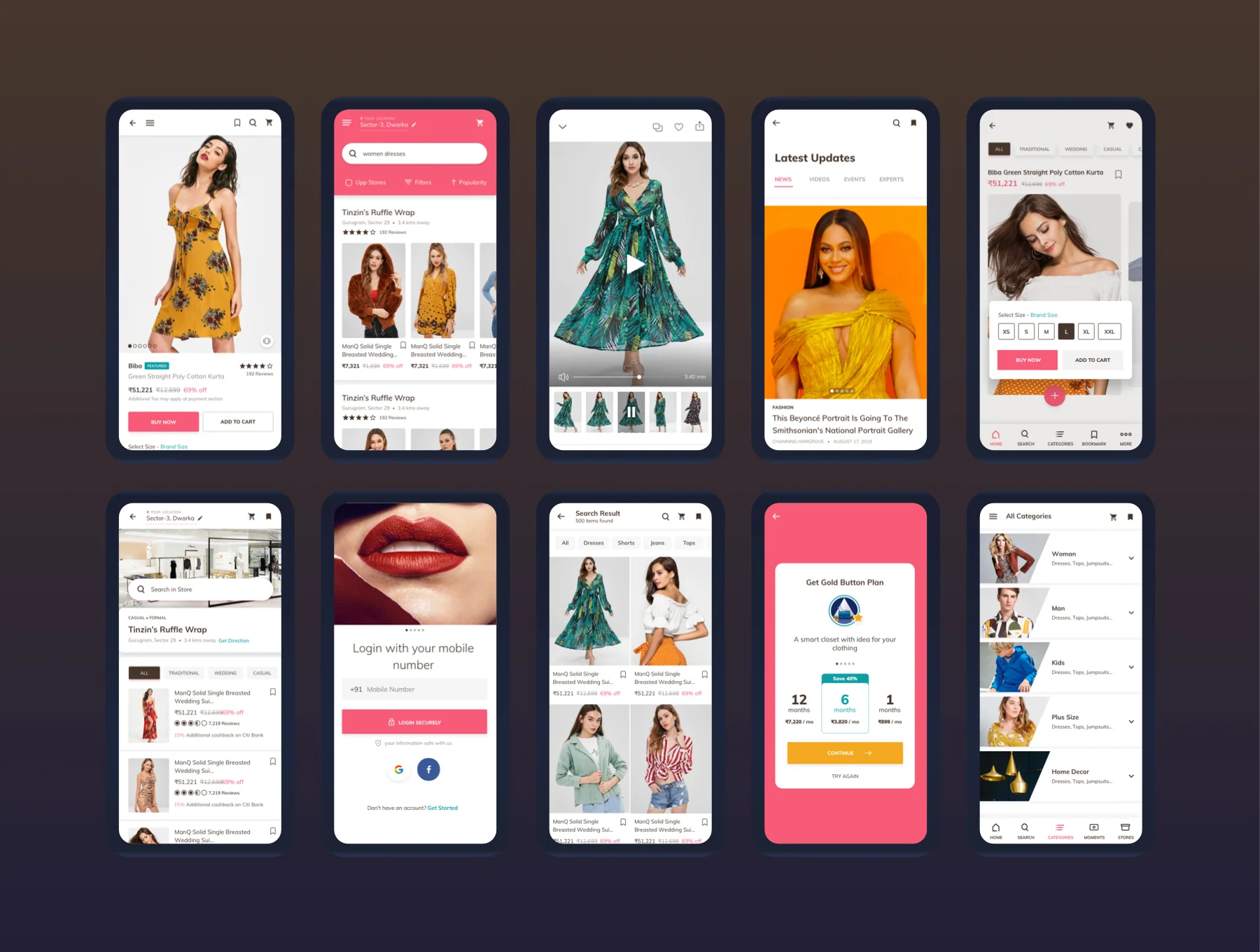 Button up fashion mobile app - UI kit 3