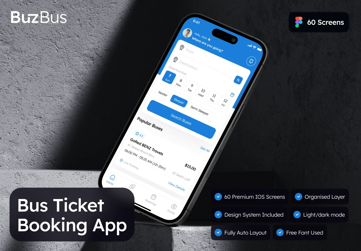 Buzbus - Bus Ticket Booking App UI Kit