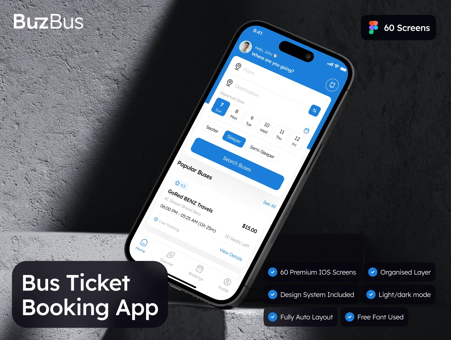 Buzbus - Bus Ticket Booking App UI Kit