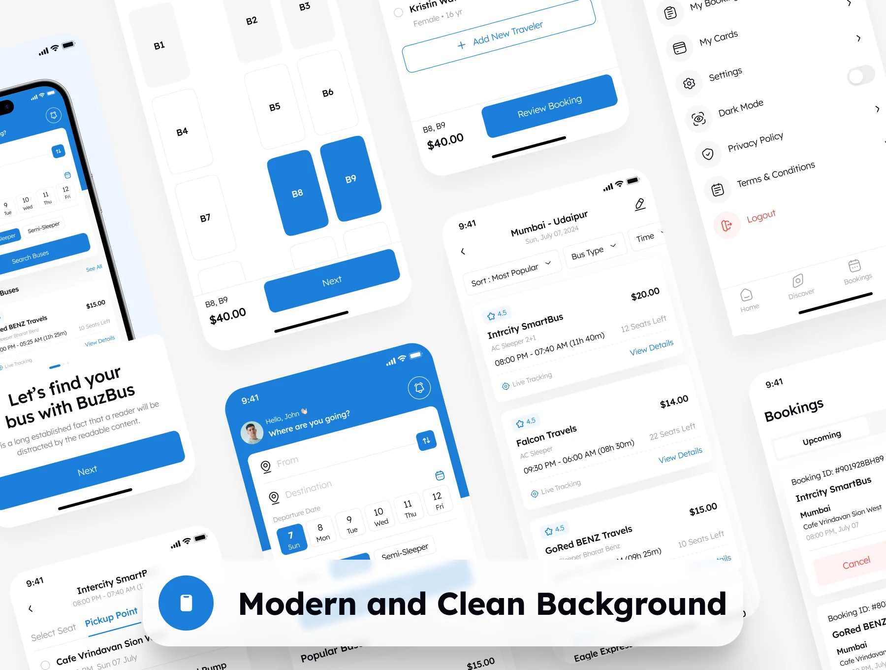 Buzbus - Bus Ticket Booking App UI Kit 2