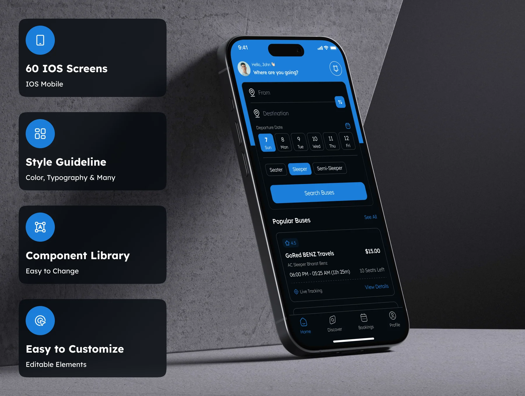 Buzbus - Bus Ticket Booking App UI Kit 3