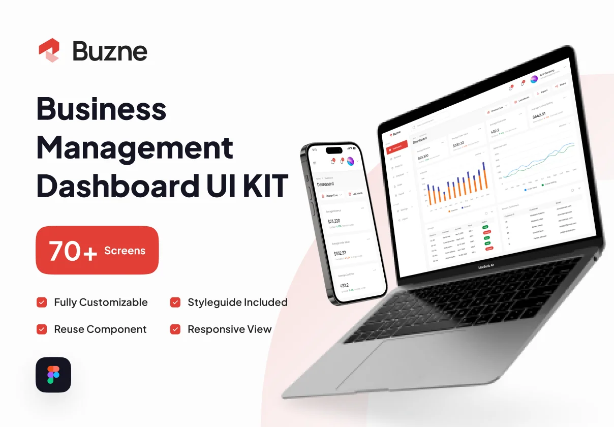 Business Management Dashboard UI Kit - Buzne