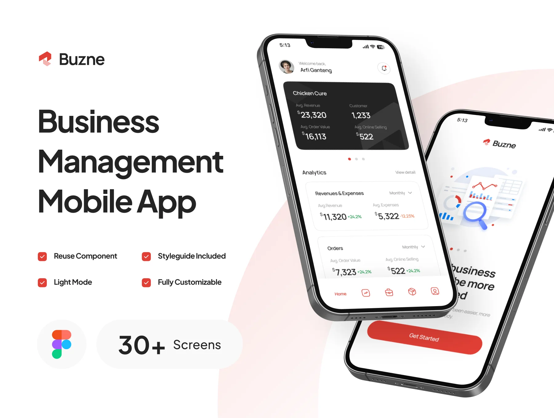 Business Management Mobile App UI Kit - Buzne