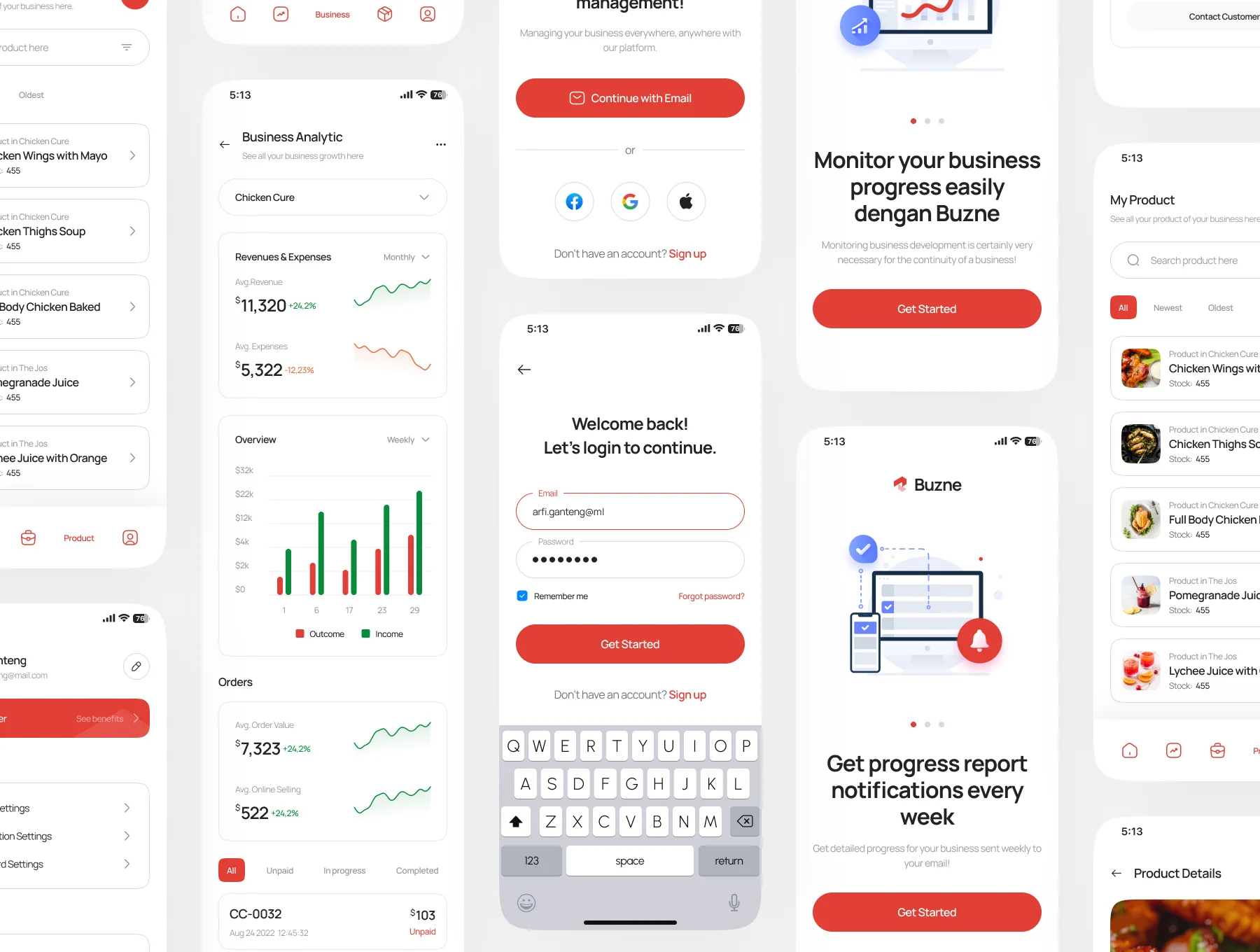 Business Management Mobile App UI Kit - Buzne 6