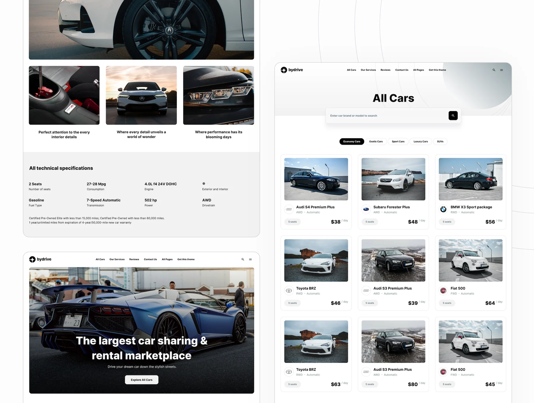 ByDrive - car rental and auto dealership template for Framer 2