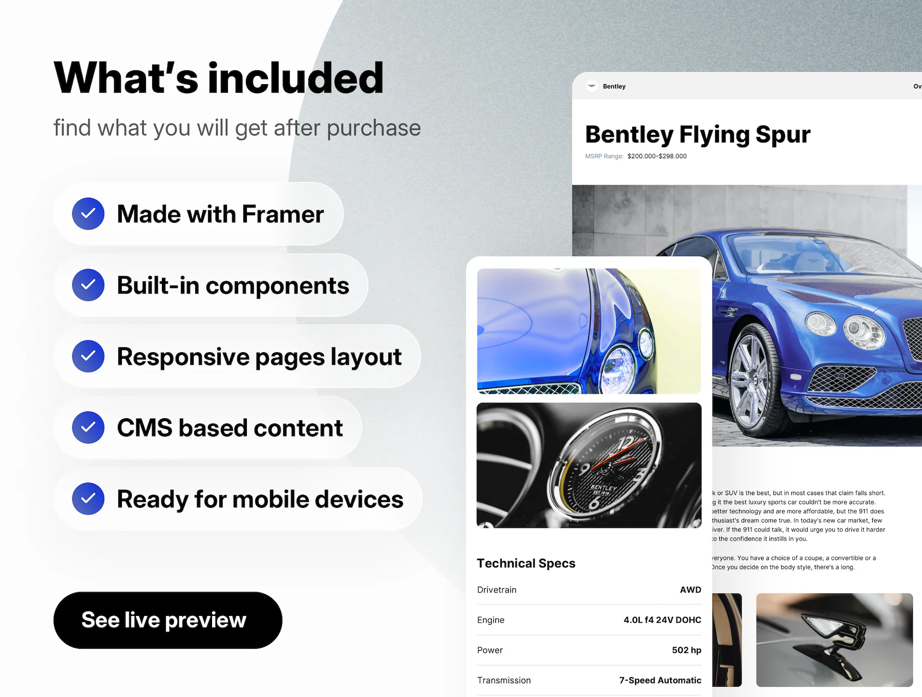ByDrive - car rental and auto dealership template for Framer 8