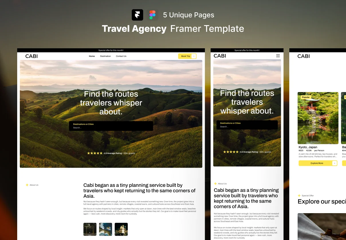 CABI - Travel Agency Framer Template