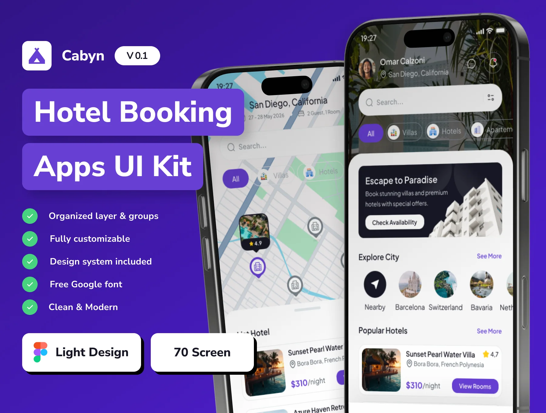Cabyn - Hotel & Villa Booking Mobile App UI Kit