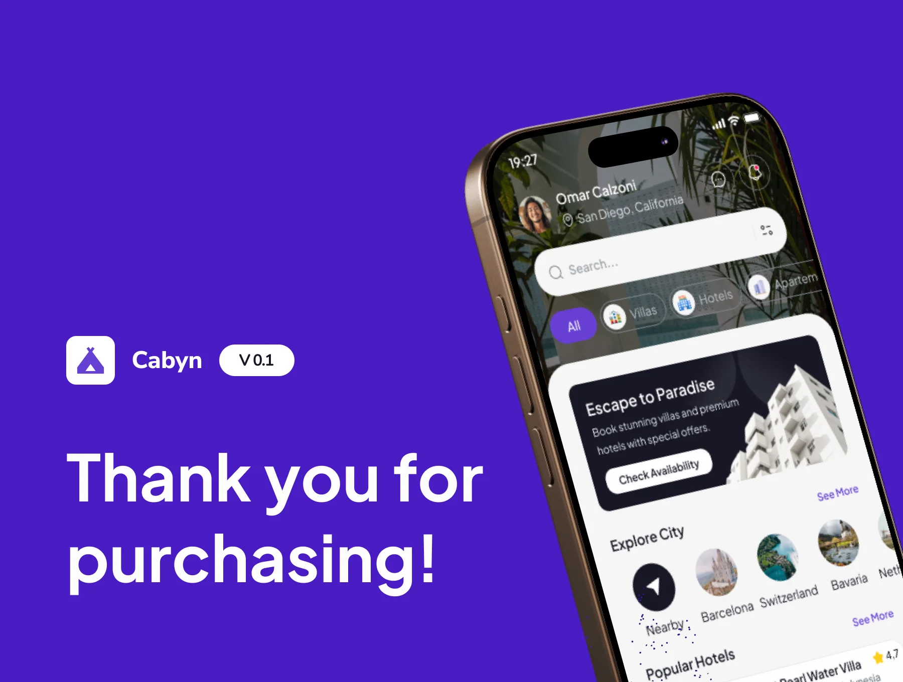 Cabyn - Hotel & Villa Booking Mobile App UI Kit 6