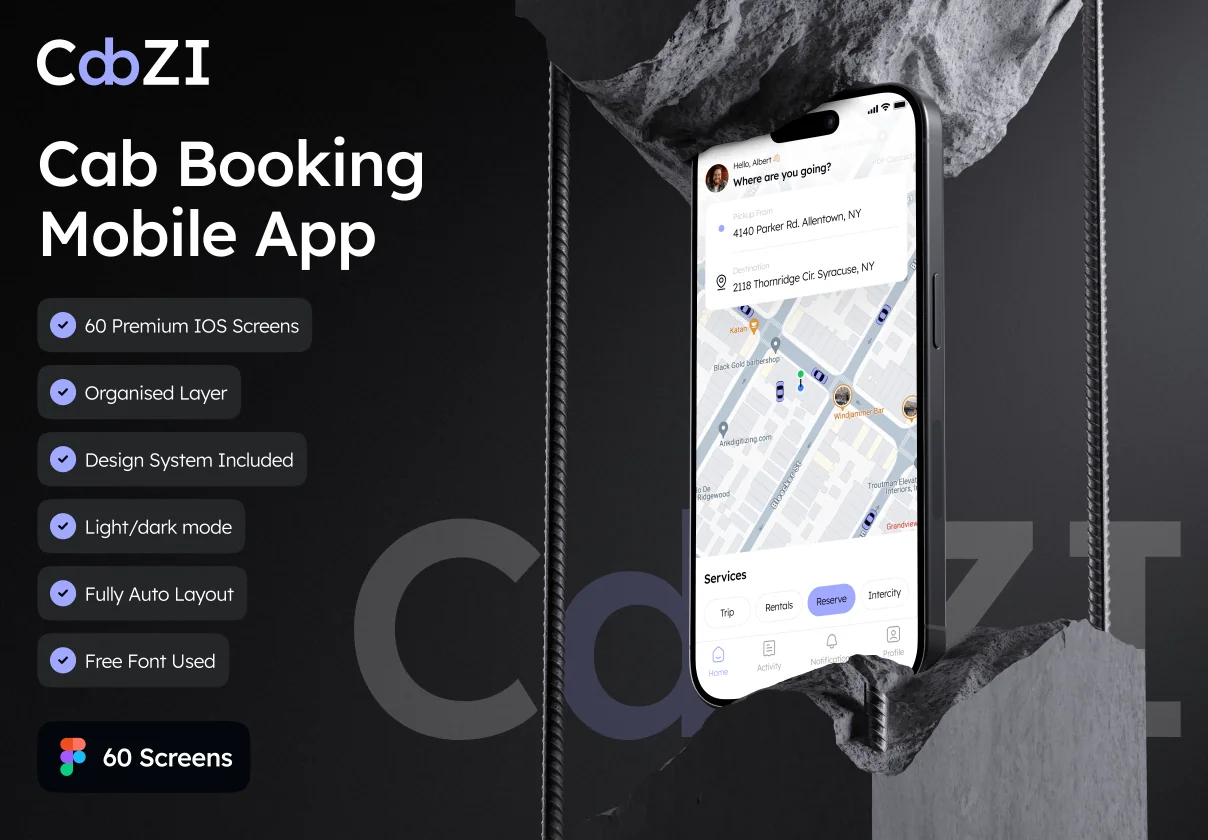 CabZI - Cab Booking App UI Kit