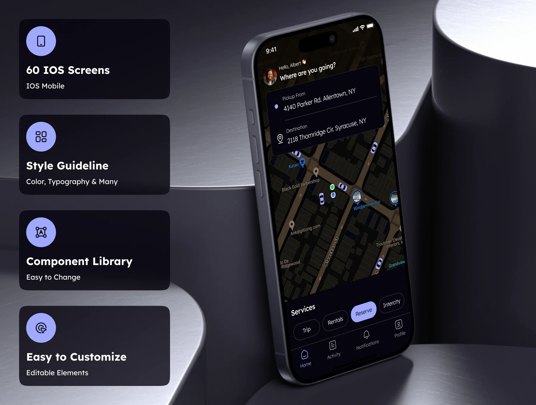 CabZI - Cab Booking App UI Kit 3