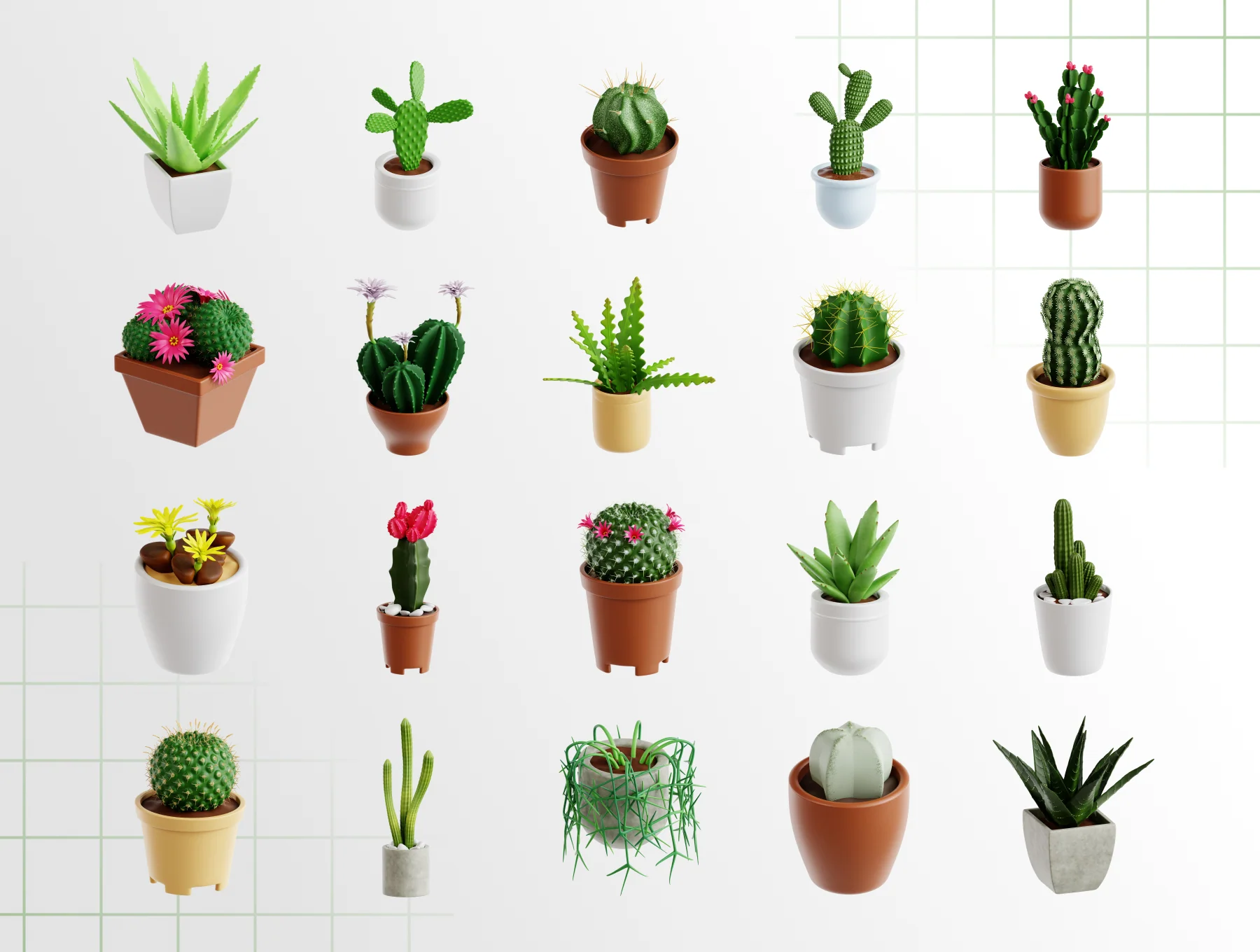 Cactus Plant 3D Icon Set 5