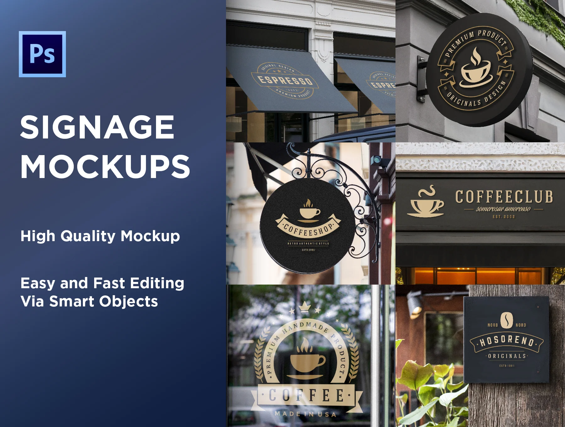 Cafe and Coffee Shop Logo Mockups