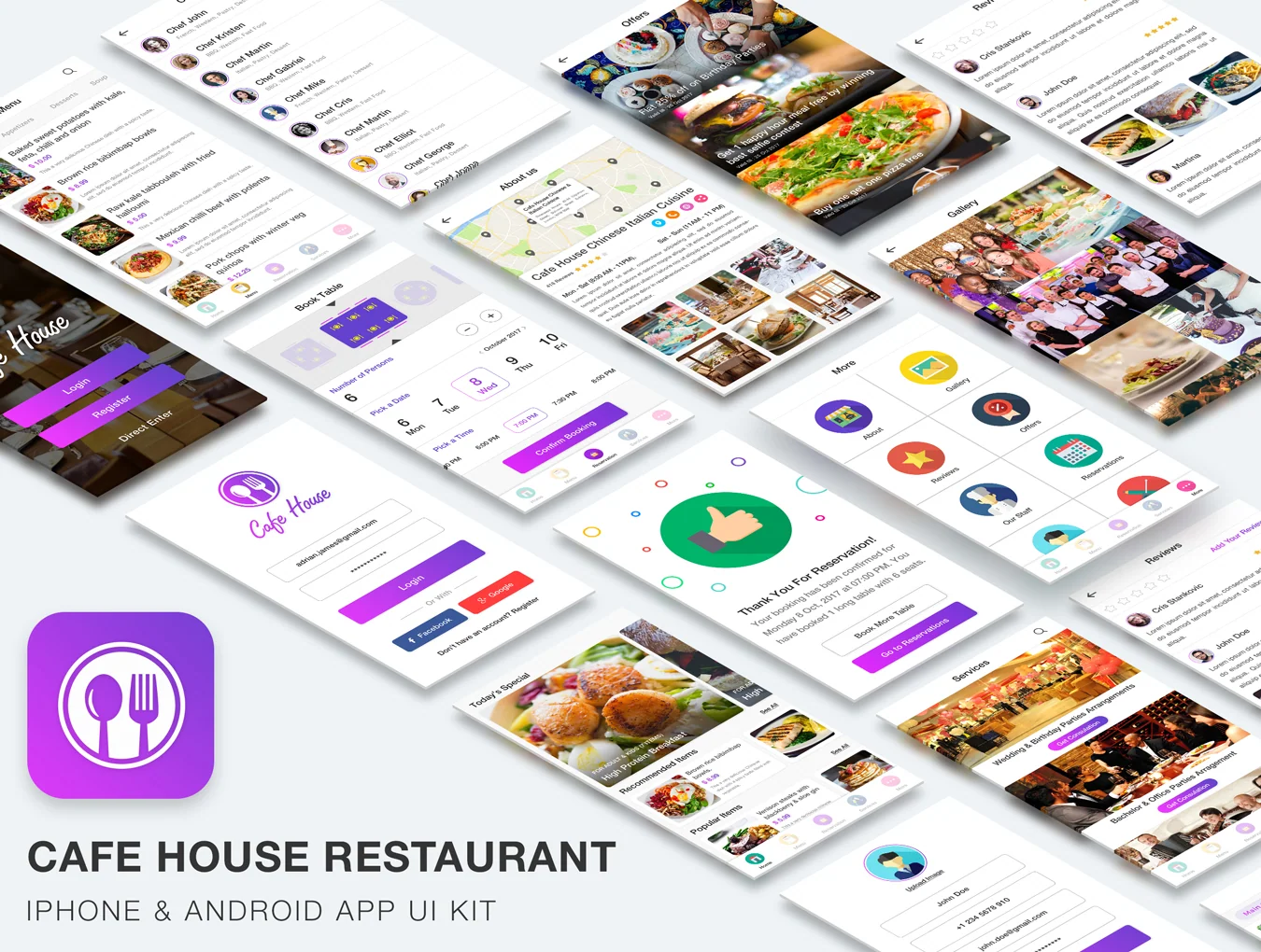 Cafe House Restaurant App UI Kit