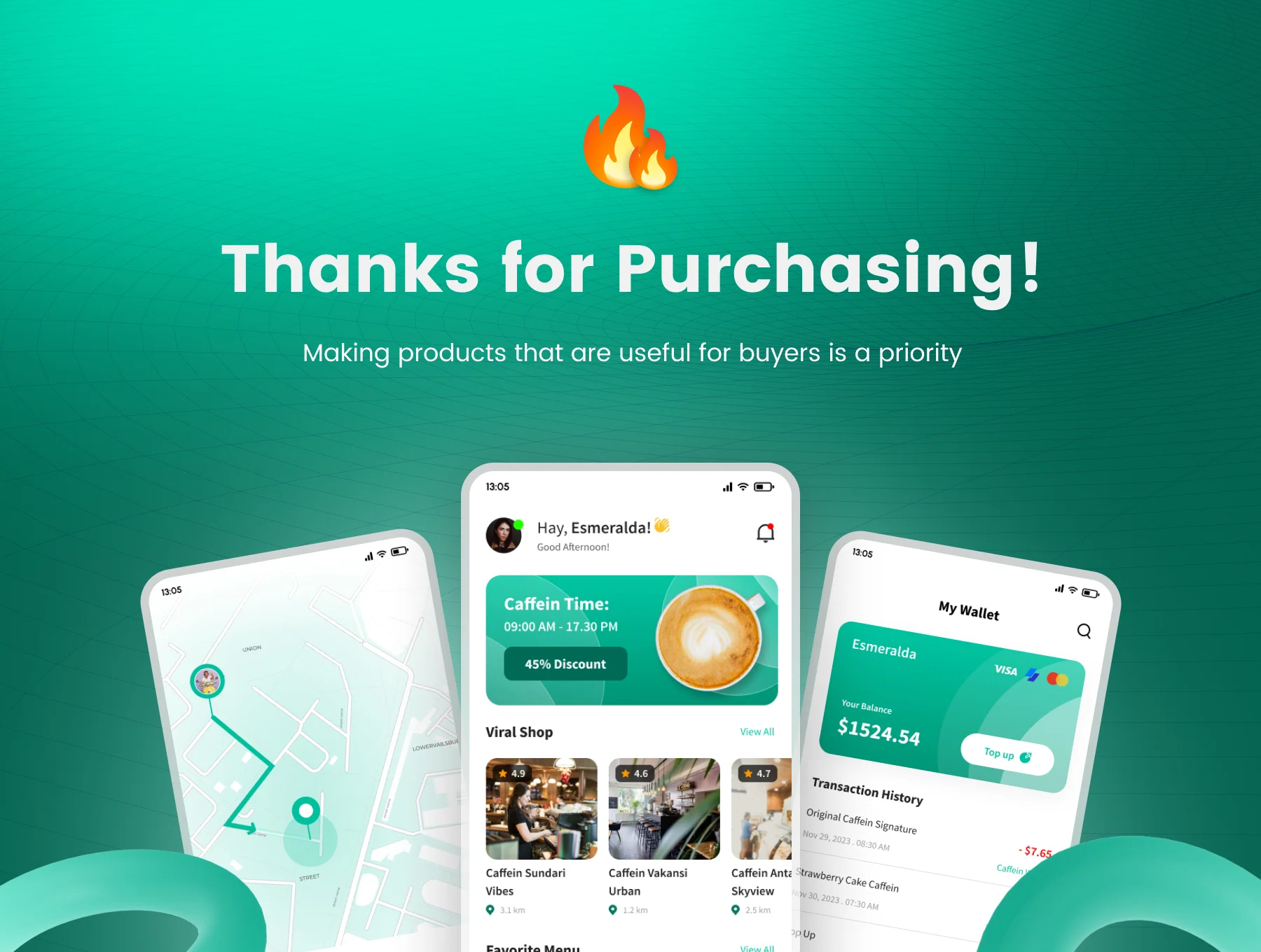 Caffein - Coffee Shop App UI Kit 8