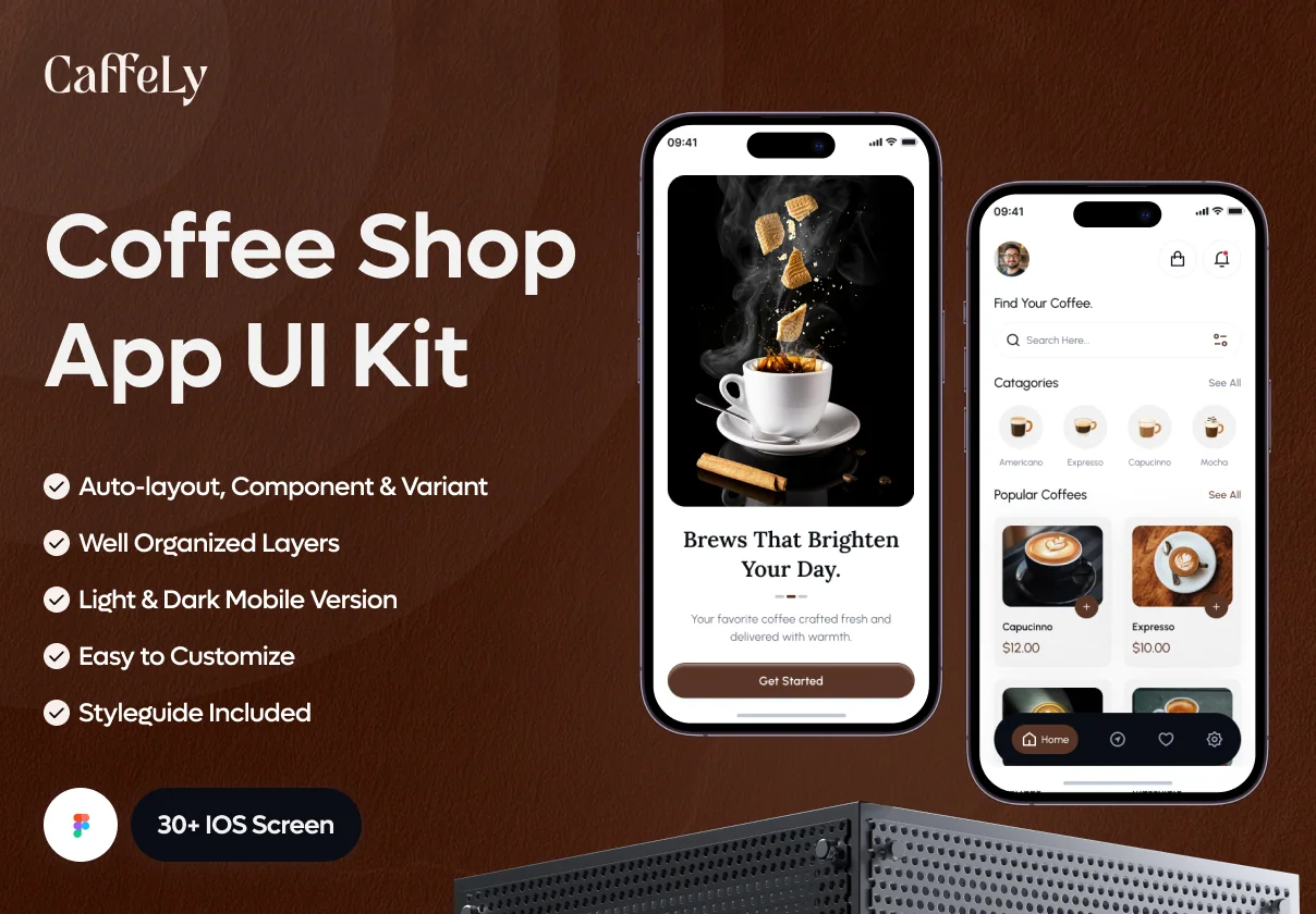 Caffely - Coffee Shop App UI Kit