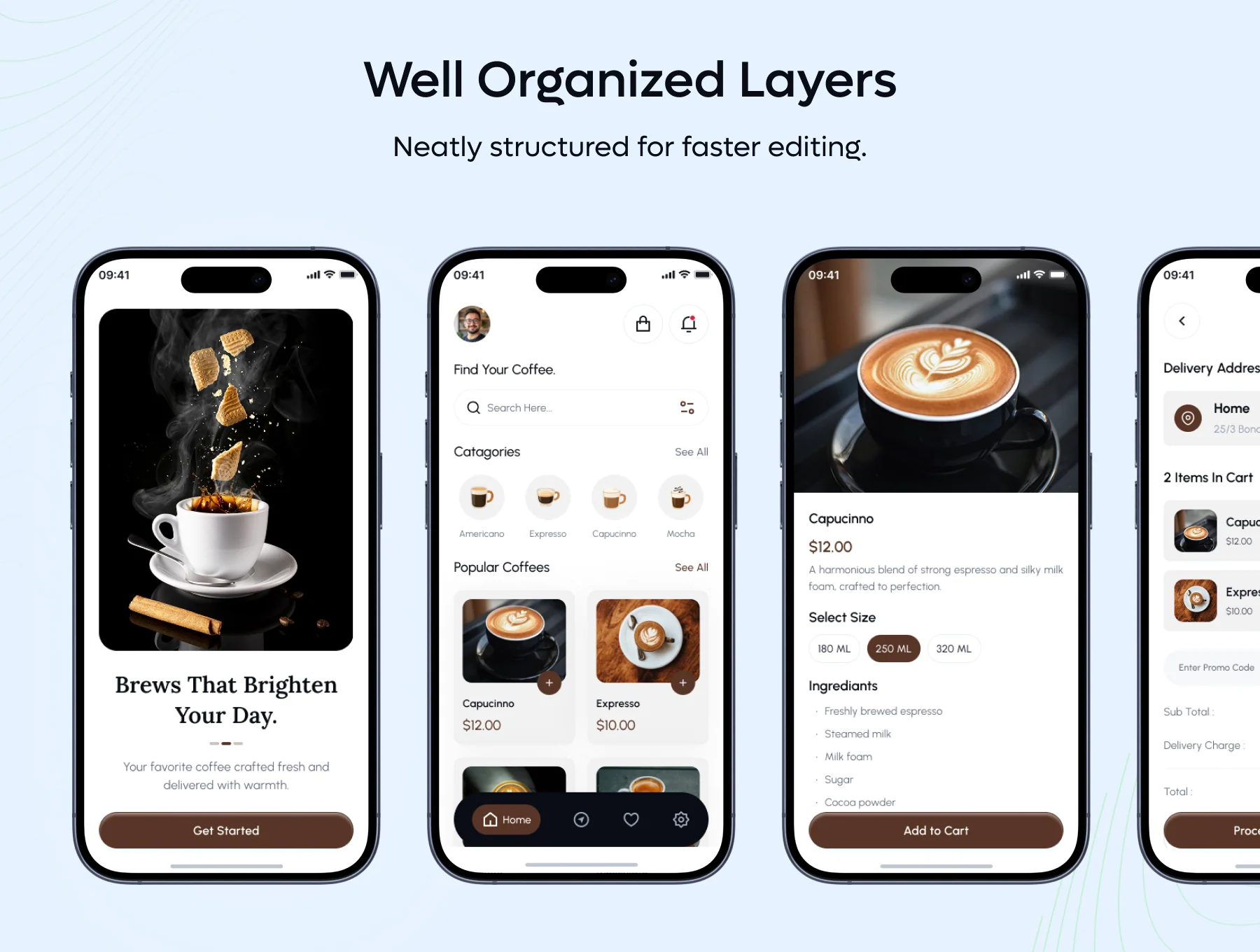 Caffely - Coffee Shop App UI Kit 2