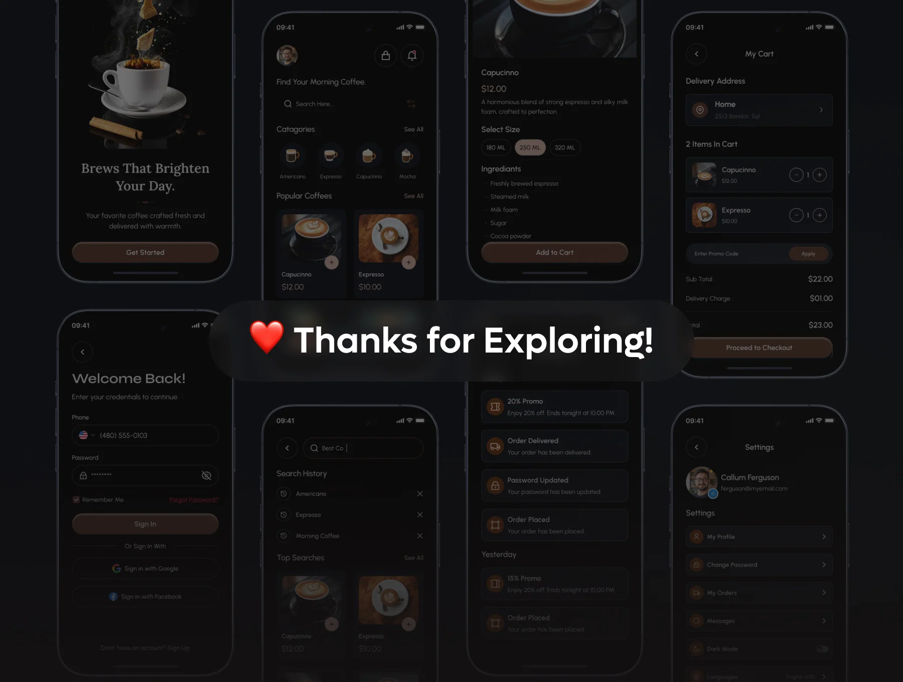 Caffely - Coffee Shop App UI Kit 6
