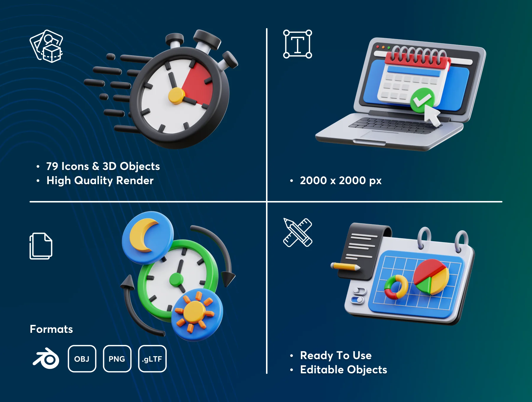 Calendar & Time Management 3D Icon Set 2