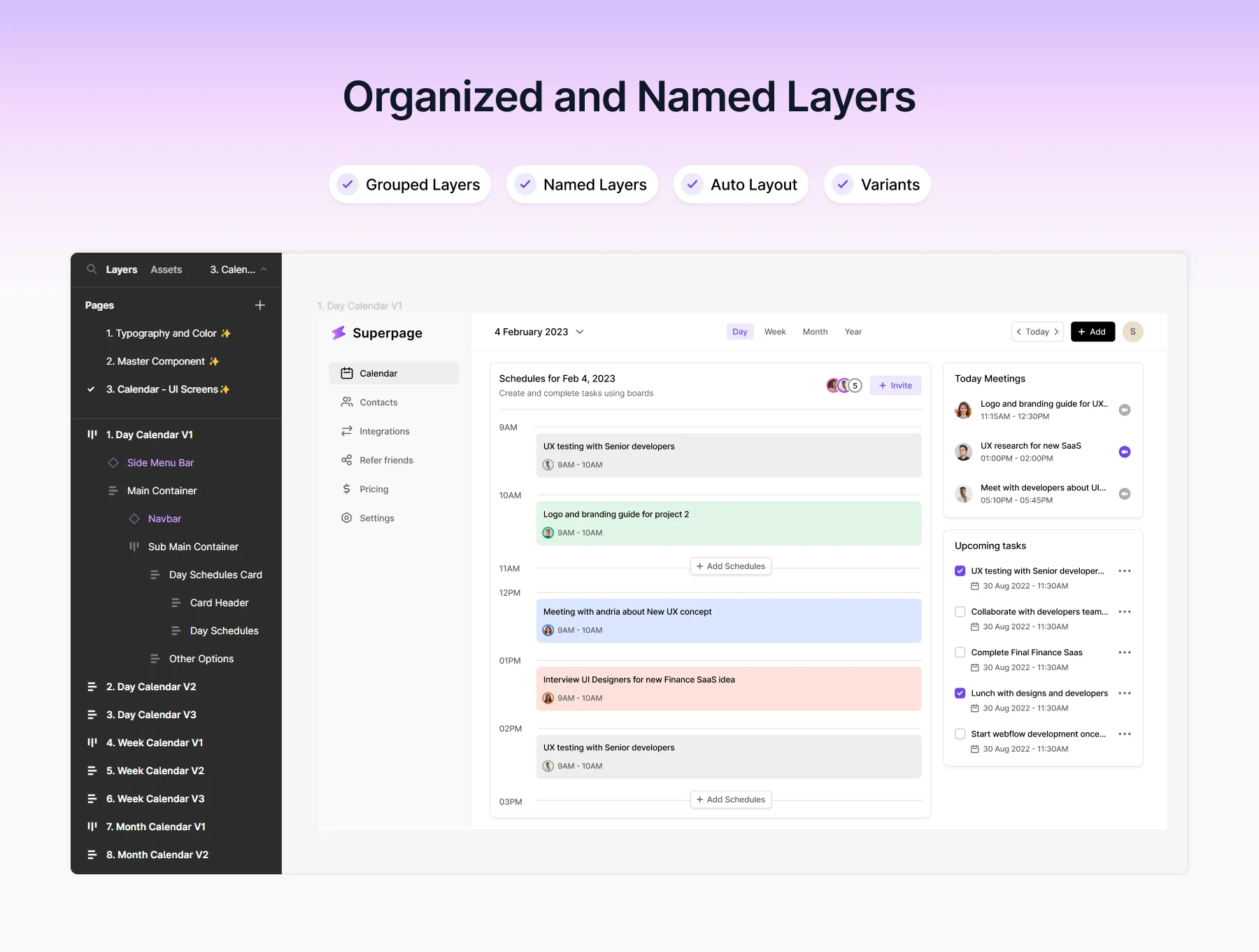 Calendar Web app UI kit 3