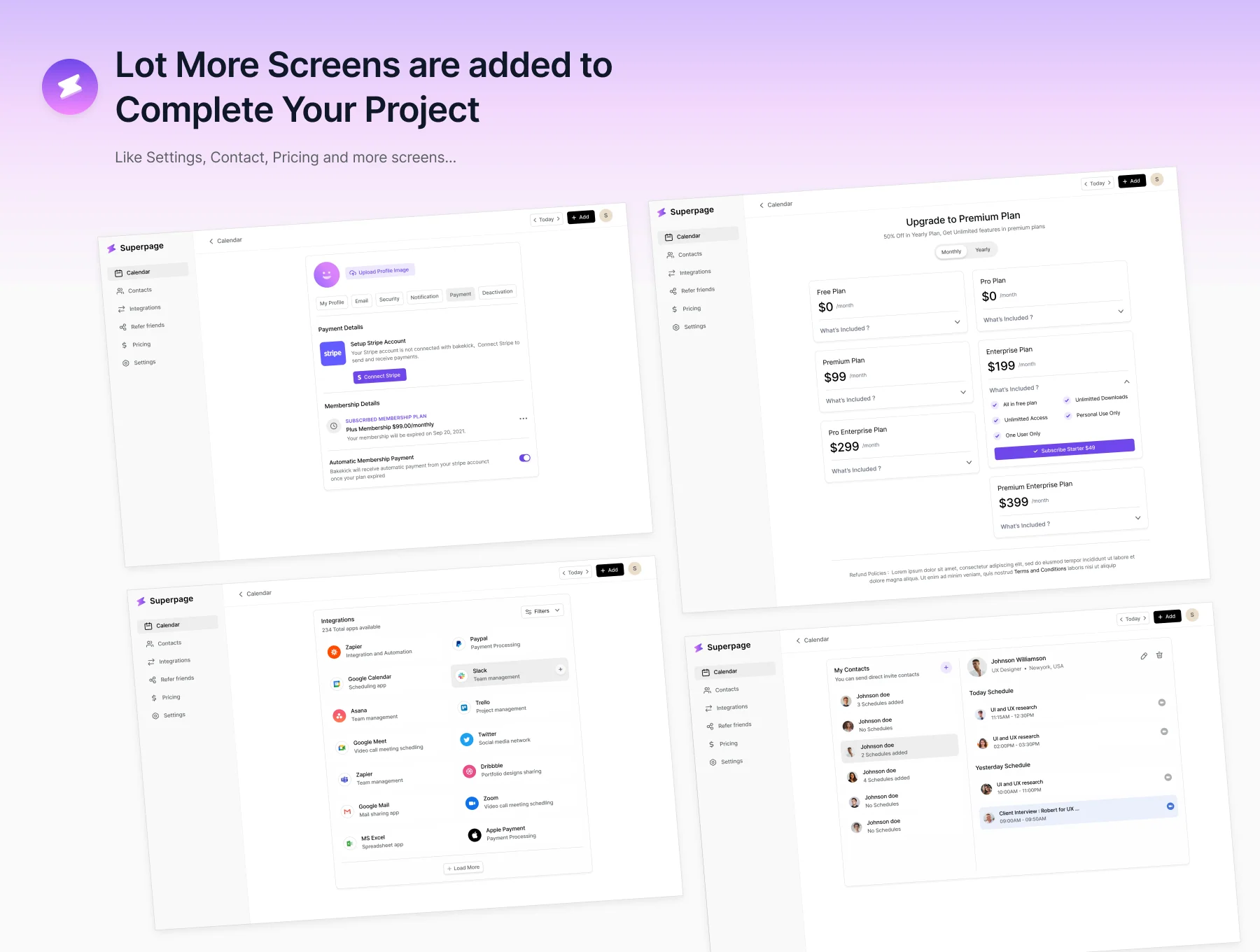 Calendar Web app UI kit 5