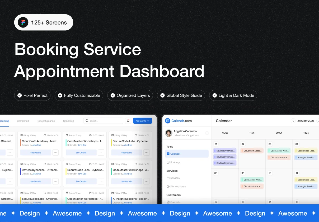 Calendr - Booking Service Appointment Calendar Dashboard
