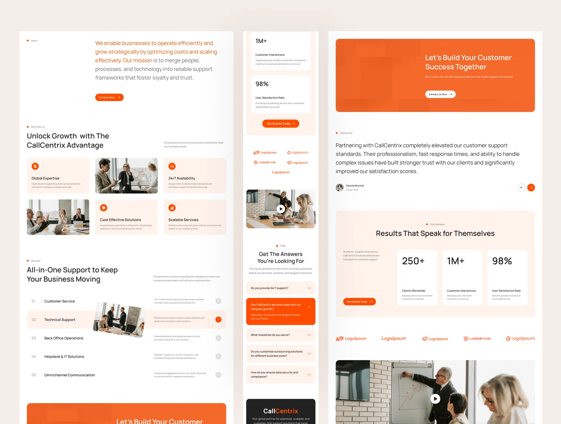 CallCentrix – Customer Support Website UI Figma Template