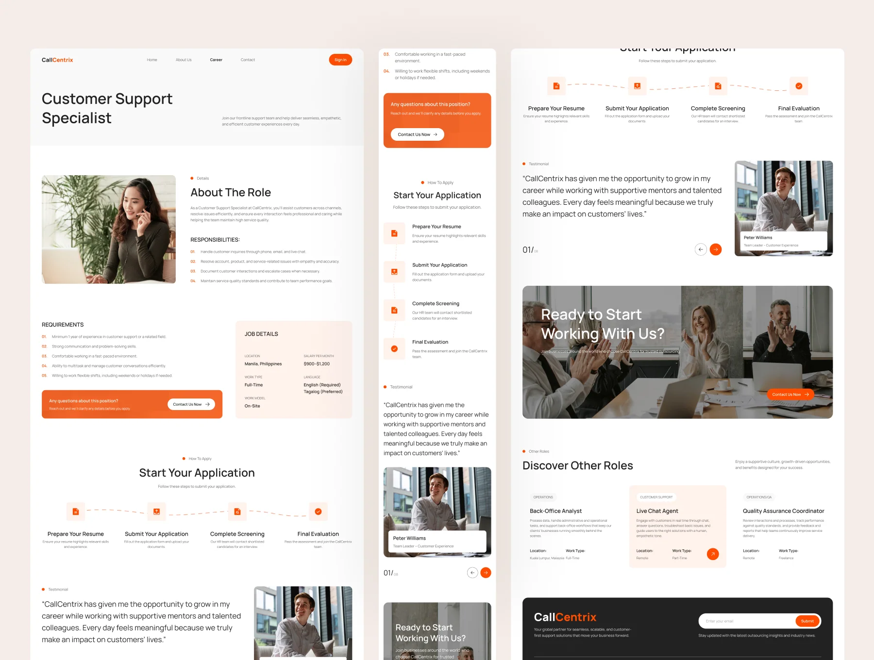 CallCentrix – Customer Support Website UI Figma Template 3