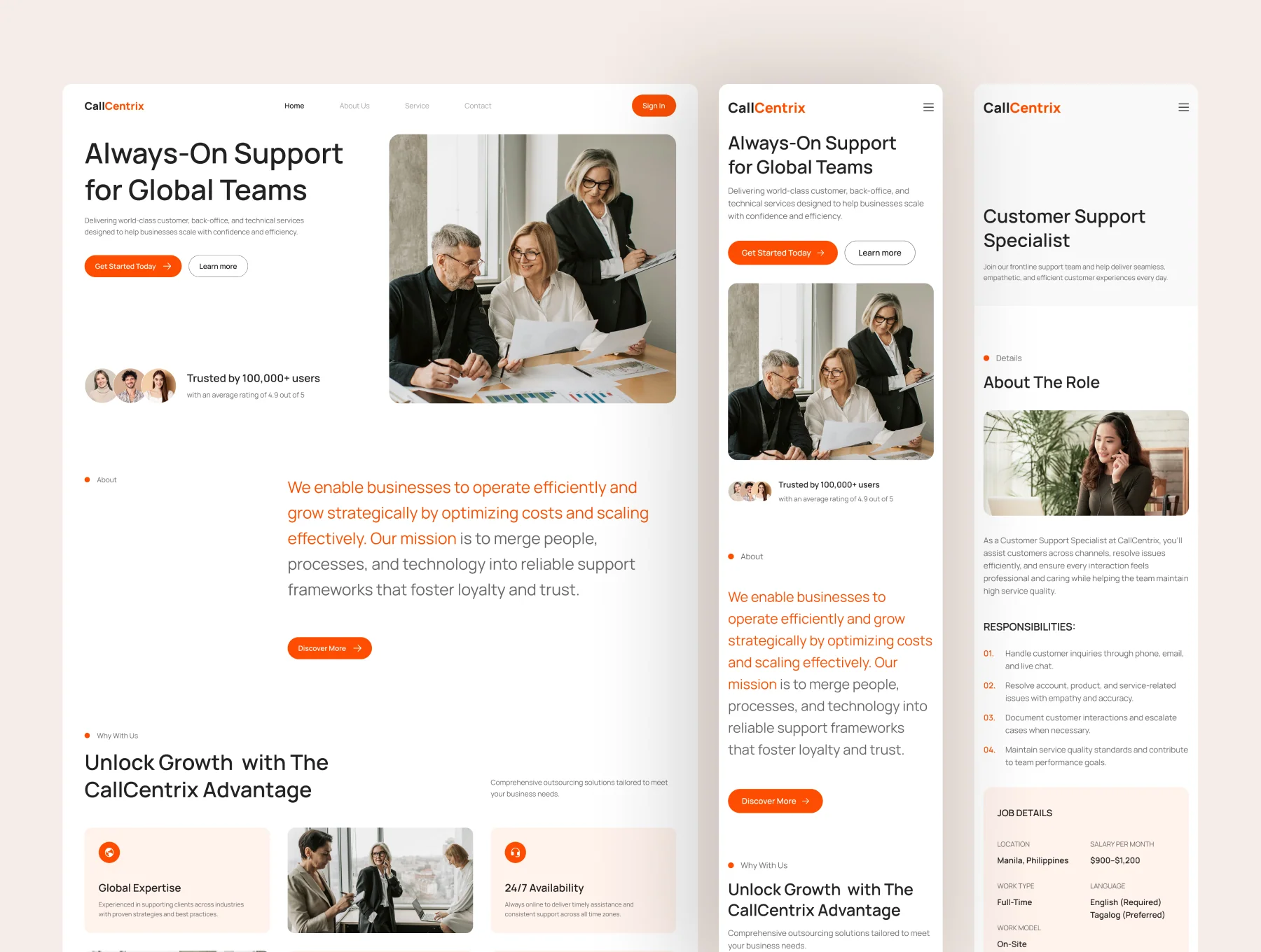CallCentrix – Customer Support Website UI Figma Template 6