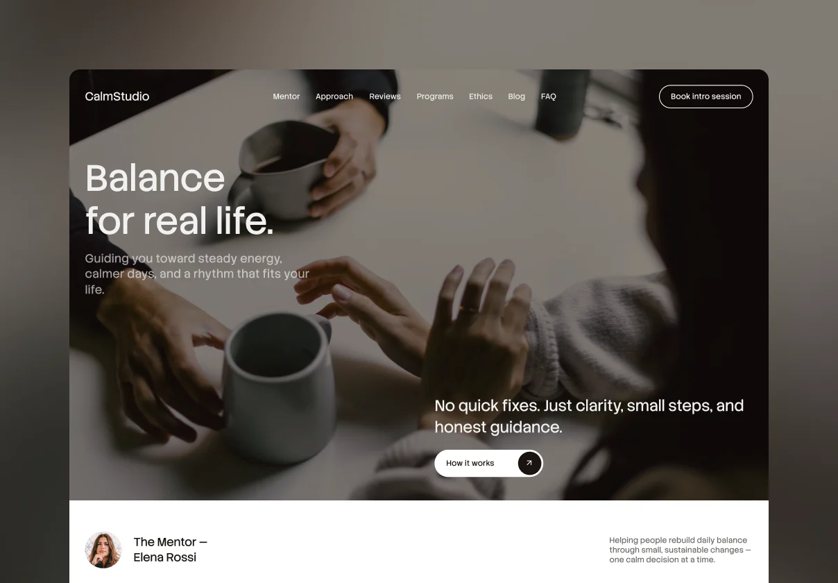 CalmCoach — Wellness & Life Coach Framer Template