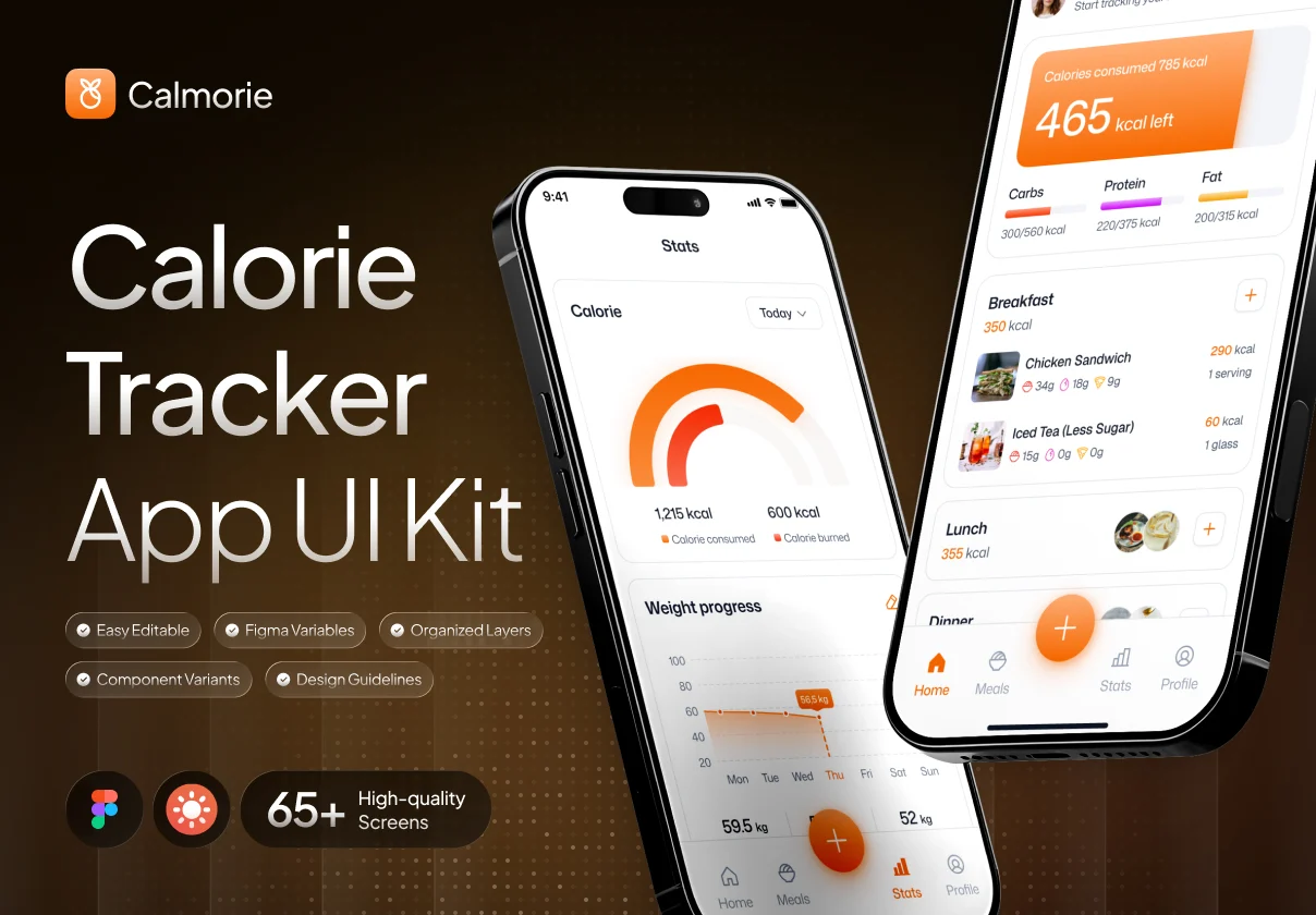 Calmorie - Calorie Tracker Mobile App UI Kit