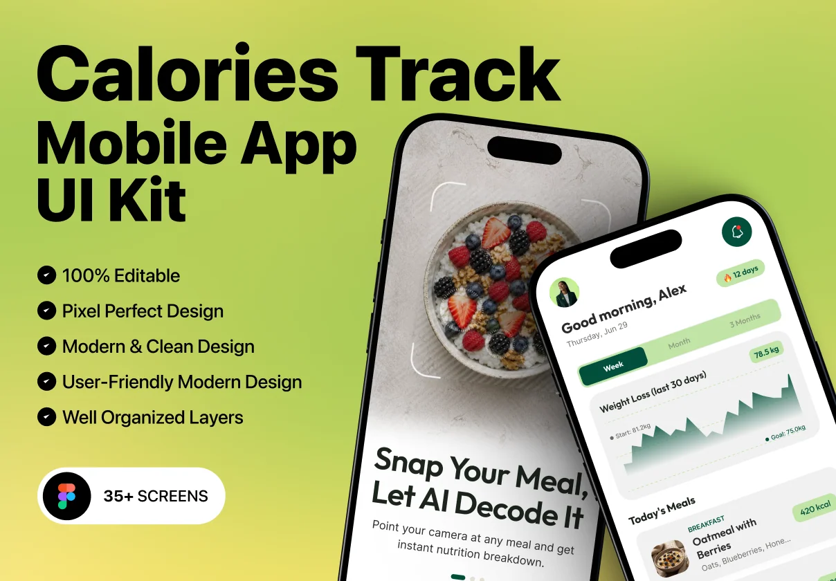 Calories Track – Mobile App UI Kit