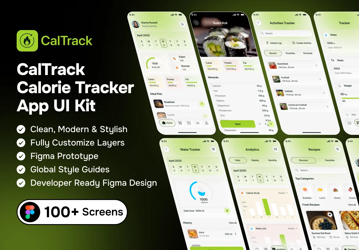 CalTrack – Calorie Tracker App UI Kit